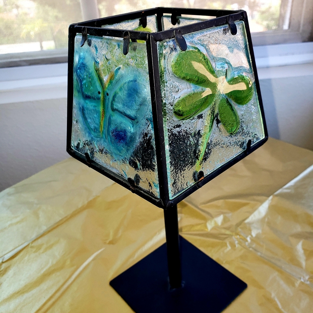 Glass and Metal Tea Light Stand NWOT